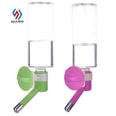 China Saiji 500ml Single Sustainable Portable Automatic Water Port Dog Water Feeding Hanging Type Pet Drinking Bottle for sale