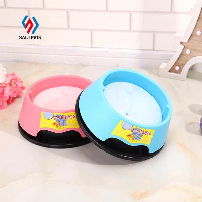 China Saiji Manufacturer Sustainable Plastic Pet Non Feeder Luxury Portable Puddle Water Bowl For Cat Dogs for sale