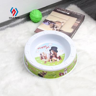 China Saiji Low Price Travel Premiun Viable Portable Dismountable Pet Feeder Thick Single Round Shape Melamine Bowl For Dog for sale