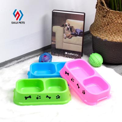 China Saiji Cheap Dismountable Melamine Travel Durable Outdoor Portable Easy Clean Plastic Pet Bowls for sale