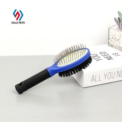 China Saiji Viable Wholesale Cat Needle Brush New Design Pet Grooming Hair Remover Tool Dog Leaning Dual Use Comb for sale