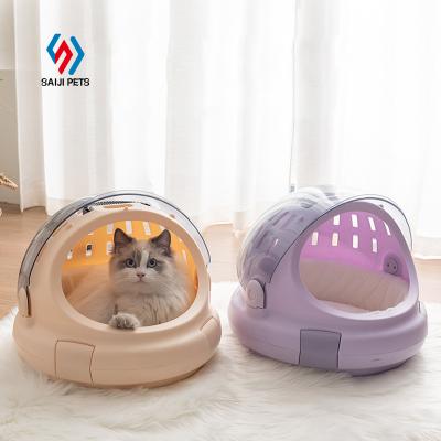 China Saiji Stored 3 Multifunctional In 1 Portable Small Pet Carrier Cage Enclosed Cat Litter Box for sale