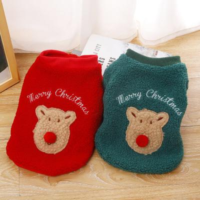 China Winter new thickening pomeranian puppy dog ​​clothing sustainable Christmas coral Saiji fleece dog clothes M XL for sale