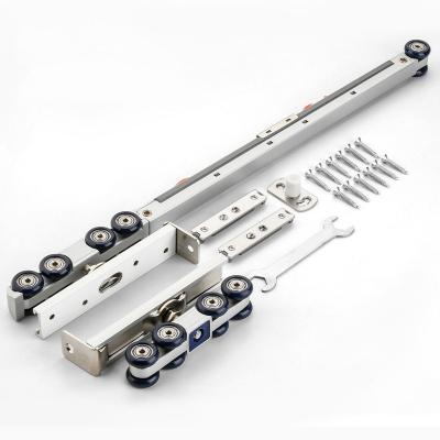 China Modern Hanging Wheel Stainless Steel Glass Sliding Door Rollers With Accessories Pulley Track for Wooden Door for sale