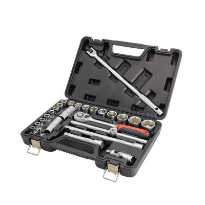 China Durable+Portable+Comfortable handle+Fine Package 27 Pieces Exquisite Stainless Steel Heavy Duty Ratchet Repair Tools Portable Stainless Steel Socket Set for sale