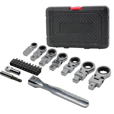 China Durable+Portable+Comfortable handle+Fine Package Modern Adjustable Multifunctional Repair Tools Variable Flexible Ratchet Wrench Tool Kit 20pcs for sale