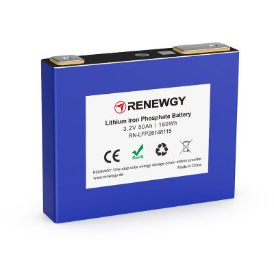 China Toys Renewgy Lithium Ion Battery 3.2V 50Ah Storage Lifepo4 Battery Lifepo4 Cell for Solar Energy System High quality battery cells for sale