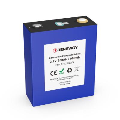 China Toys Renewgy Lifepo4 Battery 3.2V 300Ah Lithium Ion Batteries Rechargeable Lifepo4 High quality Cell for Solar Energy Storage for sale