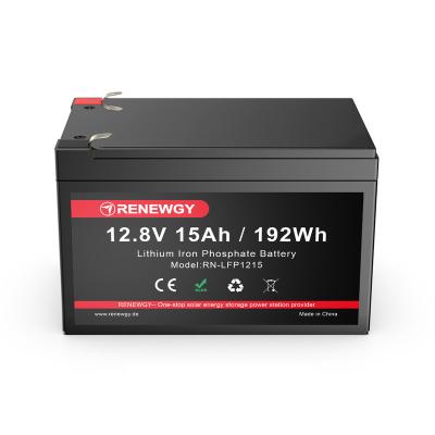 China Toys Renewgy Deep Cycle Rechargeable LiFePO4 Battery Pack Replace 12.8V 15AH Lead Acid Lithium Battery Li ion Solar Storage for sale