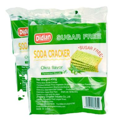 China Low Salt 450g Rich in Calcium Okra Kids Crispy Soda Cracker Salty Yammy Cookies for sale