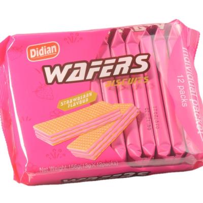 China Package 13g Strawberry Flavor Low Fat Wafer Cookies Cheap Wafer Cookies Hahal Certificate for sale