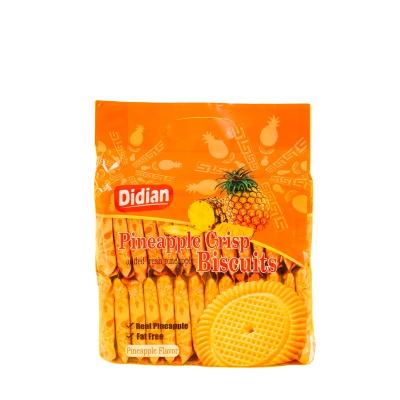 China OEM 476g Crispy Cookies Round Shape Cookies Pineapple Delicious Creamy Cheap Low Fat Low Glucose Cookies Crispy Cookies for sale