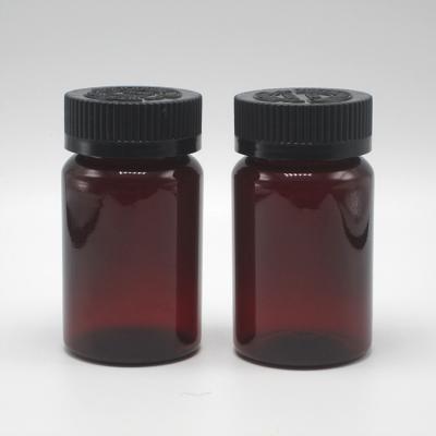 China 2OZ 60ML PET Amber Schwarze Plastikflasche mit CRC-Deckel für die Verpackung von Arzneimittelzusätzen zu verkaufen