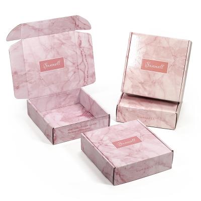 China Custom Recyclable Pink Logo Desert Marble Biscuits Packing Ad Box Food Grade Marble Cookie Box for sale