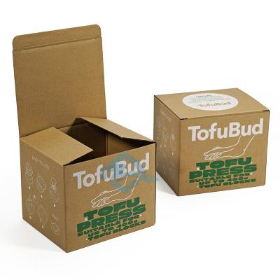 China Recycled Materials Tuck In Flat Shipping Custom Recycled Corrugated Brown Kraft Paper Box For Tofu Press Mold for sale