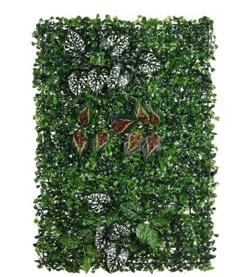 China PE plant plastic artificial wall used for garden scenes 23.8 times 15.8, hotel walls, church reception center wall, UV protection for sale