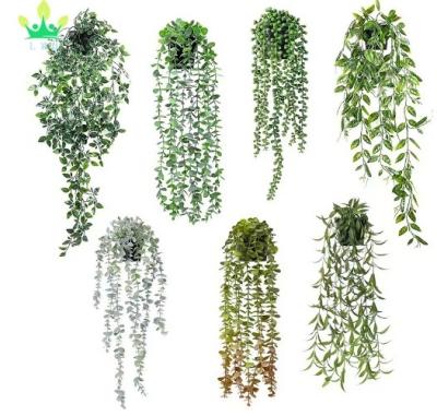 China Eco - Friendly Artificial Hanging Plants , Fake Hanging Plants Fake Potted Greenery Plants Faux Eucalyptus Vine , Mandala Vine In Pot for sale