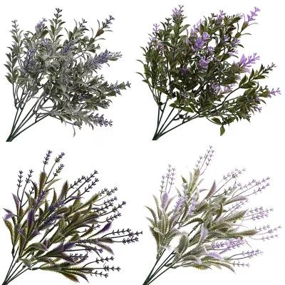 China Greenery Eco-friendly Artificial Plastic Wedding Flower Lavender Bouquet Bridal Garden Party Decor for sale