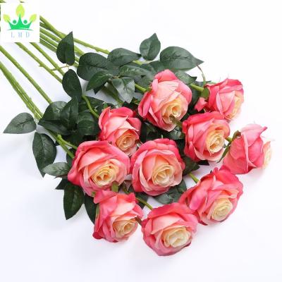 China Natural Touch Artificial Silk Flowers Leaves Rose Wedding Floral Decor Bouquet, Pack of 2 (Coffee Pink) for sale