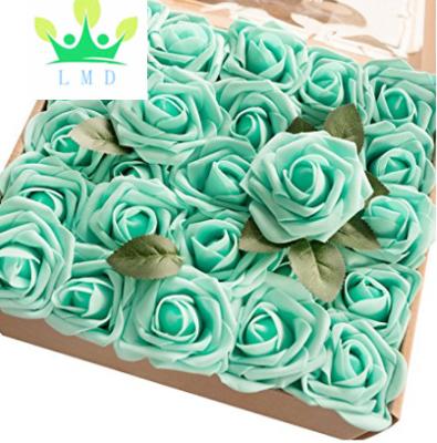 China 30pcs Natural Touch Real Touch Artificial Roses for DIY Bouquets Wedding Party Baby Shower Home Decor (Blue) for sale