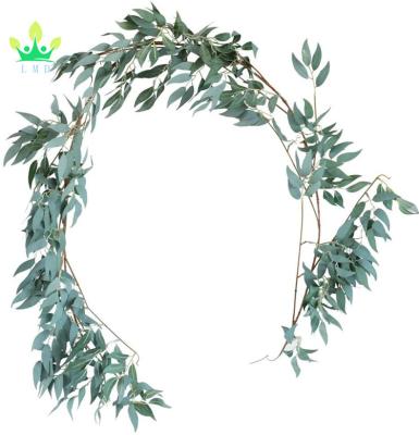 China Garland is ideal for making Aromatic Sachet Kiss Balls Gray Greenery Garland Faux Silk Artificial Willow Leaves Vines Wreath for Wedding Home Decor Room Deco for sale