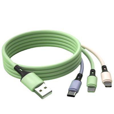 China Hot Selling Mobile Phone Amazon Mobile Phone Data Cable 3 in 1 USB Liquid Silicone Data Cable For Mobile Phone for sale