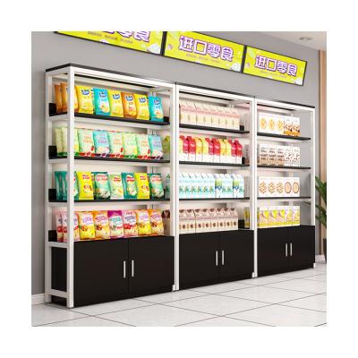 China Wholesale Waterproof Straight Frame Supermarket Snack Shelf Wooden Retail Store Display Rack for sale