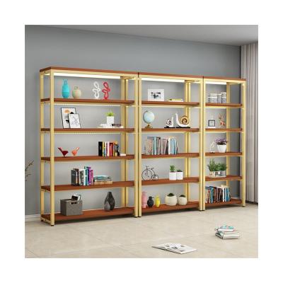 China Customized Waterproof Metal Wood Frame Book Shelves Storage Furniture Wooden Shelf For Living Room for sale