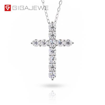 China Office / Career GIGAJEWE Personalized Mom Gift 0.1ct*11 3mm 18K Color Gold E-F White Plated 925 Silver Moissanite Cross Necklace for sale