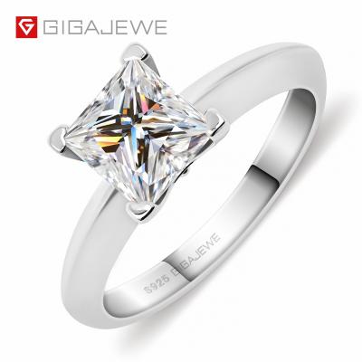 China GIGAJEWE Romantic Princess 18K 1.2ct 6.0mm E&F White Gold Plated Silver 925 Moissanite Ring Diamond Test Passed Jewelry Woman Girl Gift for sale