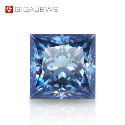 China Wholesale Princess Cut Blue Star Color Loose Gemstone GIGAJEWE For Jewelry Making Synthetic Moissanite Blue Gemstone for sale