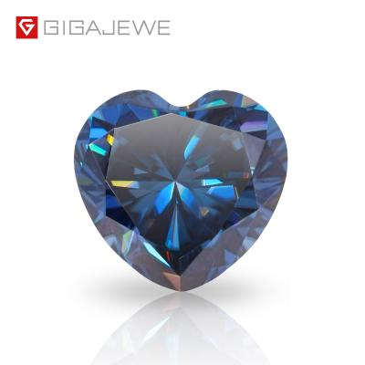 China Wholesale Diamond 1 Carat Color Star GIGAJEWE Synthetic Deep Cut Heart Cut Blue Moissanite Loose Gemstone for sale