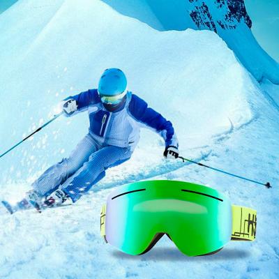 China Custom sale narciarskie ski goggles gold lens black green anti fog best snow goggles ski goggles custom for sale