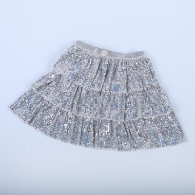 China Wholesale Popular Breathable 3 Layers Star Sequined Mesh Girl Skirt For Kids Dance Party Costume for sale