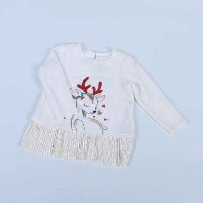 China Breathable Hot Selling Knitwear Dress Babies Shirt Dresses With Casual Deer Embroidery for sale