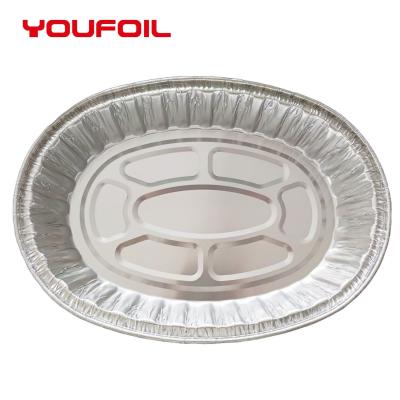 China 8006 Wegwerf- ovaler Aluminium-Tray Catering Baking Pan With Plastikdeckel zu verkaufen