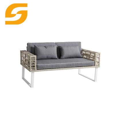 China SUNLINK Outdoor Living Room Sofa Set With Metal Table Waterproof Contemporary Commercial Aluminum Metal Cream Color for sale