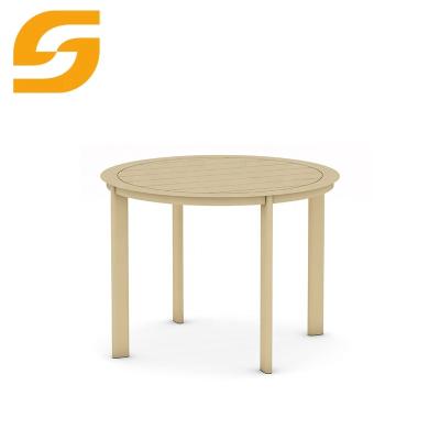 China Modern Beige Colored Tenacity Cafe Furniture Metal Top And Legs Cafe Dining Table for sale