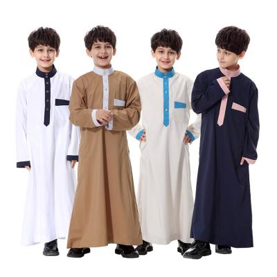 China Wholesale Dubai Abaya Muslim Muslim Boy Long Sleeve Arabic Thobe Fashion Thobe Islamic Clothing 110-160CM for sale