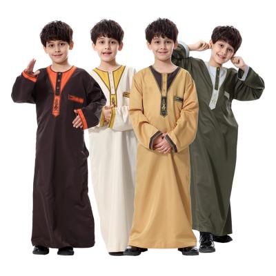 China Wholesale Fashion Long Sleeve Round Neck Arabic Thobe Islamic Clothing S-3XL Dubai Muslim Muslim Boy Thobe Abaya for sale