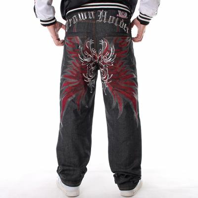 China 2021 Wholesale Men Breathable Plus Size Loose Straight Leg Skateboard Pants Embroidered Hip Hop Jeans For Men for sale