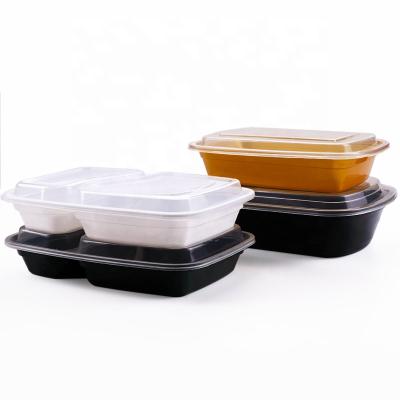 China 26/35/44/55oz PP BPA Free Disposable Meal Prep Rectangular Bowl With 2 Compartment Take Out Food Container for sale