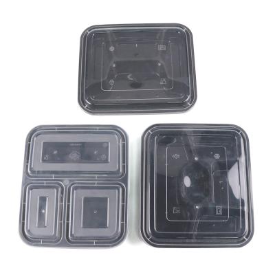 China 1000ml Rectangular Plastic Disposable Food Grade PP Material Microwaved Take Out Box For Food With Compartments for sale