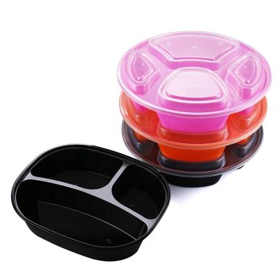 China Disposable PP Disposable 3 Or 4 Compartment Take Out Container PP Material 3 Compartment Microwave To Take Out Box For Food Packaging for sale