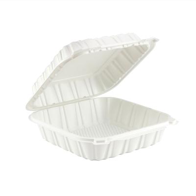 China Wholesale Disposable Take Out 8x8x3 Inch Ore Filled PP Microwave Hinged Lid Container 1 Compartment Food Container for sale