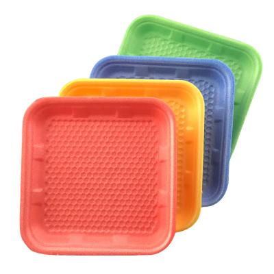 China Disposable Fruit 12.3*12.3*1.5cm Foam Tray for Fruit Supermarket Poultry Frozen Food Trays or Meat Packing Party Snack Dish for sale