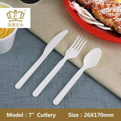 China 100% Biodegradable Eco-Friendly Compostable 7 Inch Disposable Cutlery Fork Knife And Spoon For Restaurant for sale