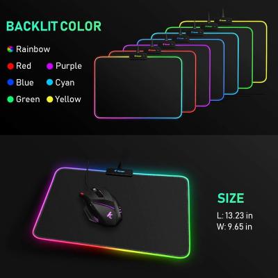 China Custom Blank Gaming Sublimation Glowing Led Soft USB Gaming Mouse Pad for sale