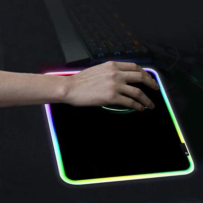 China Game RGB LED Backlit Edge Natural Rubber Computer Keyboard Desk Mouse Pad Small Size Locking Mat for sale