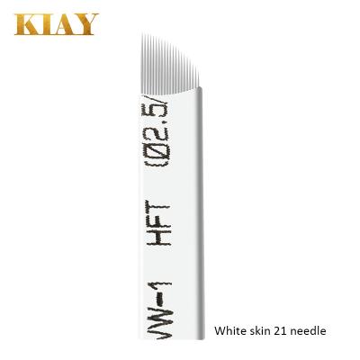 China Manual Hand Pen Tattoo Needle Blade 21Pins Microblading Needle Eyebrow Tattoo Permanent White Blade Permanent Makeup for sale